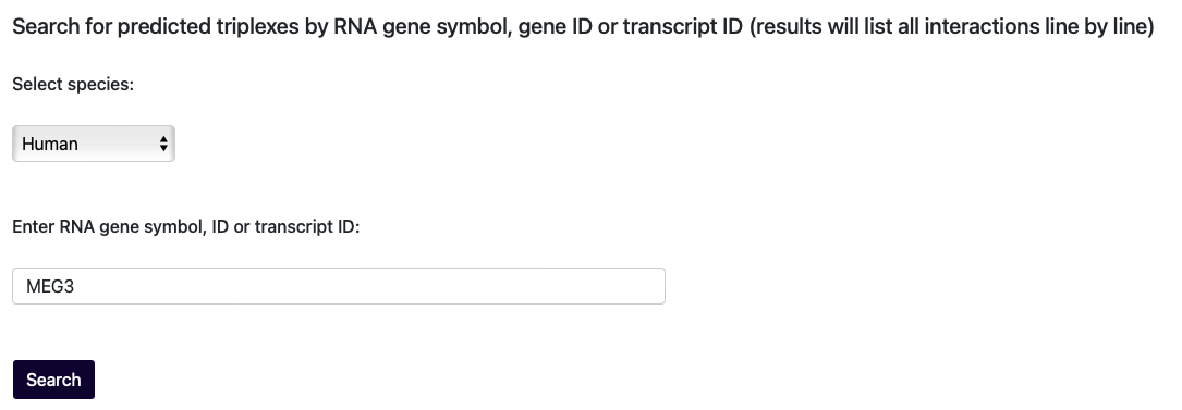 Query by RNA gene MEG3